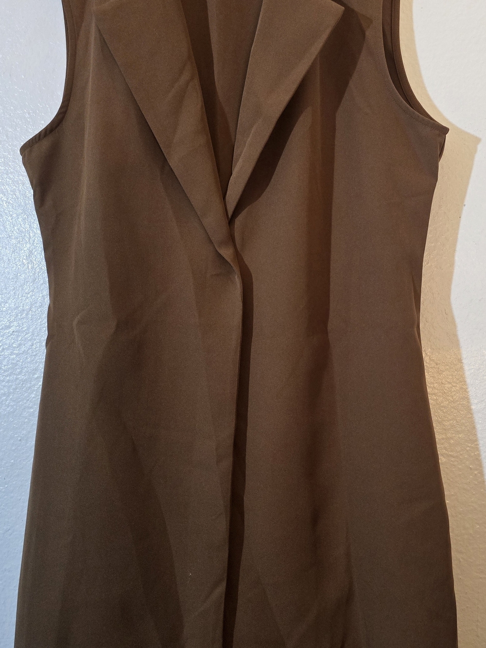 Sleeveless Brown Tailored Long Vest Dress